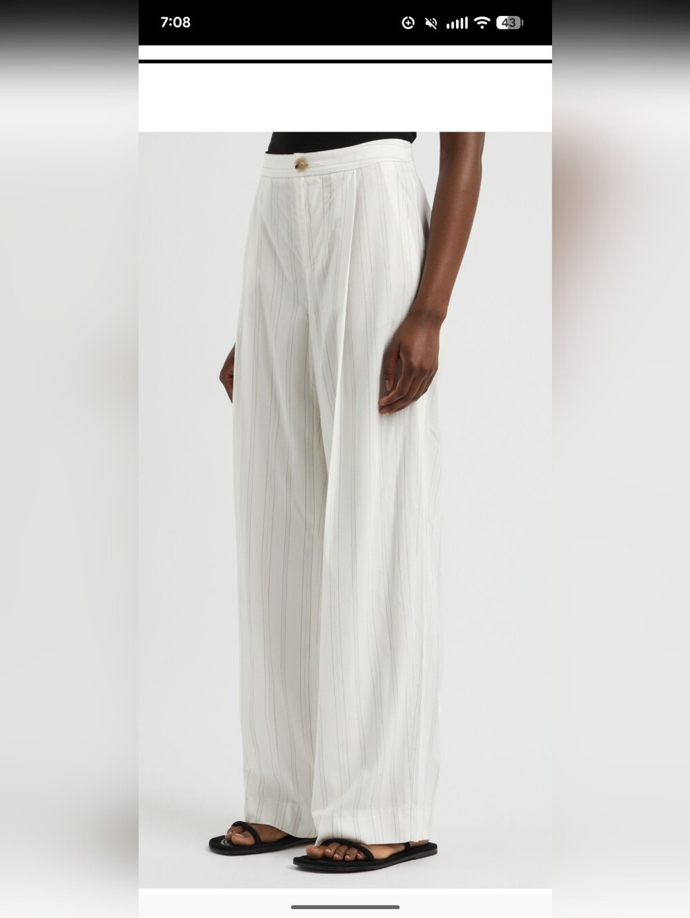 New With Tags Vince Wide-Leg White Pinstripe Trousers Sz 8